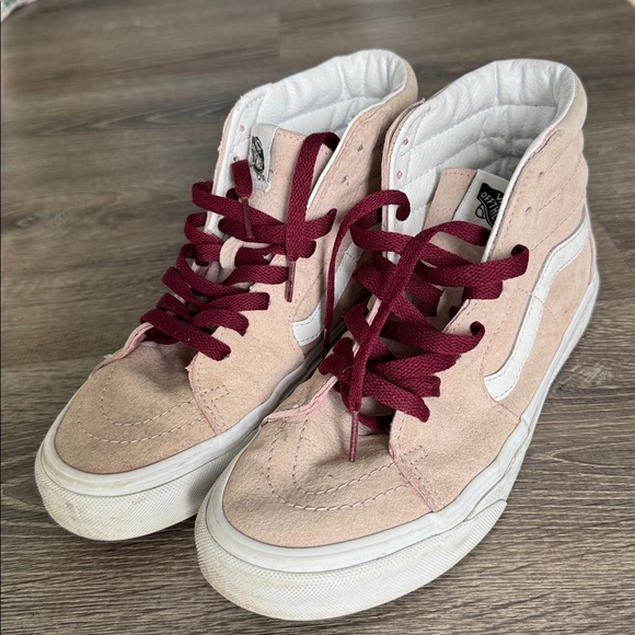 Vans Shoes - Vans High-Tops with Pink Suede and burgundy Laces